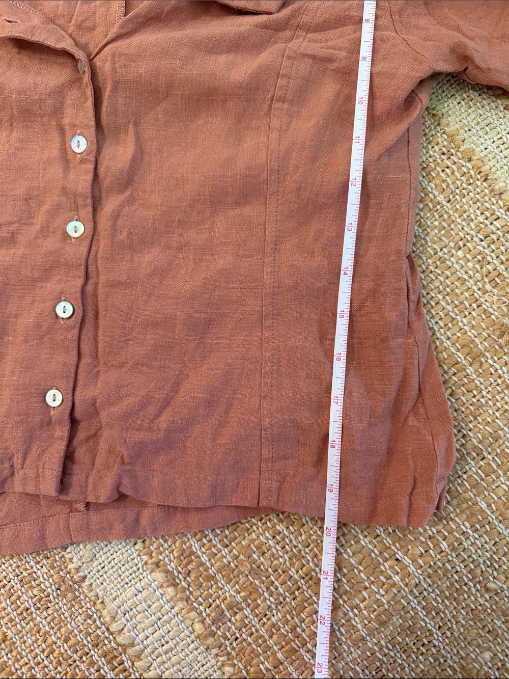 Harly Jae Rust Linen Button-Front Blouse - Picture 4 of 4
